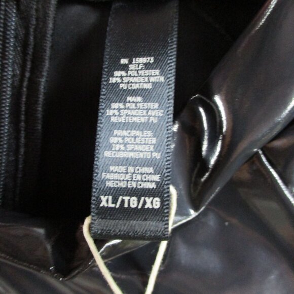 SKIMS Stretch Vinyl T Shirt Womens XL Onyx Black Sexy Sleek Shiny Top NWT - Picture 4 of 9